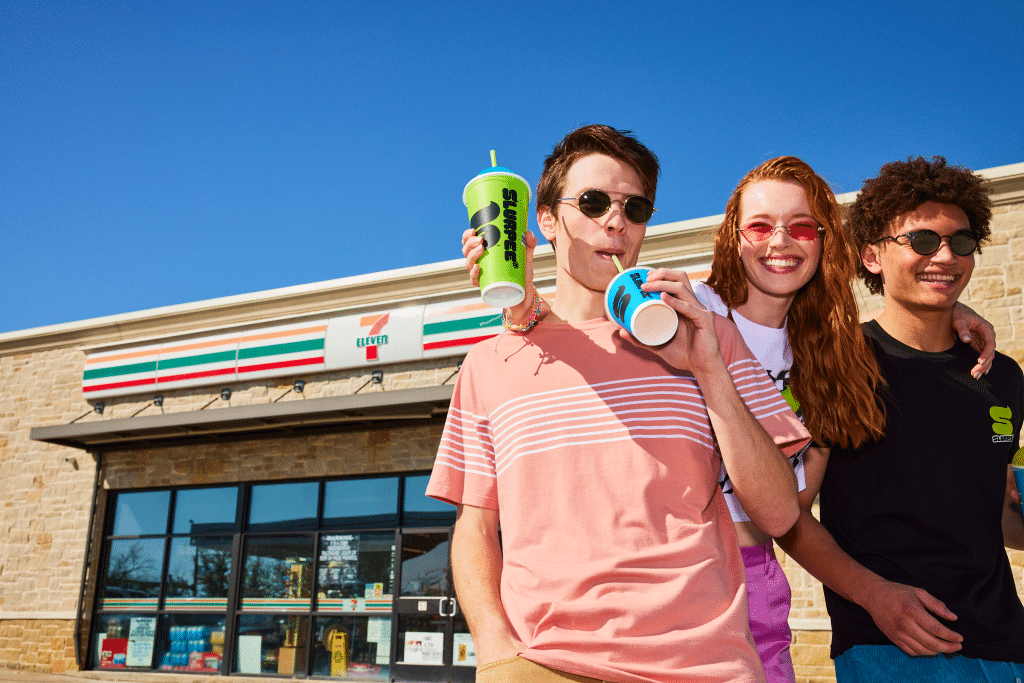 Young Adults outside a 7 Eleven Store